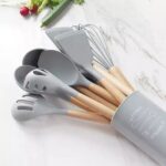 12 Pcs Wooden Silicone Kitchen Spoons Set - Image 5