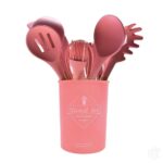 12 Pcs Wooden Silicone Kitchen Spoons Set - Image 2